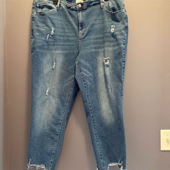 Nicole Miller New York Denim - Nicole Miller NY Women's Distressed Ankle Jeans Size 22 Blue Slim Fit